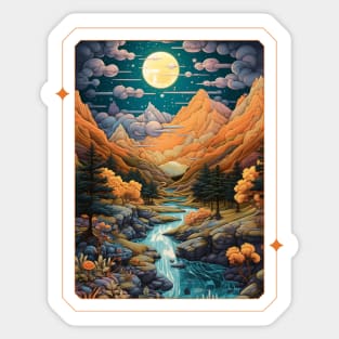 Harmonious Mountain Tapestry Color Sticker